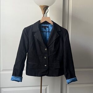Pantology Dark Denim Blazer with Satin Blue Lining